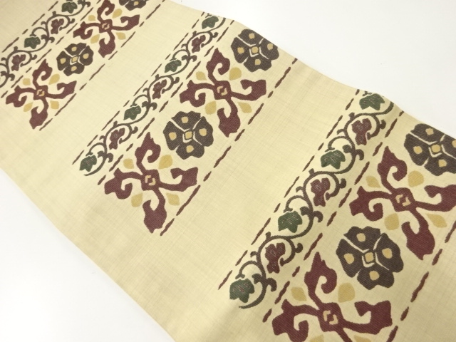 JAPANESE KIMONO / VINTAGE FUKURO OBI / SILK / WOVEN ABSTRACT FLOWER